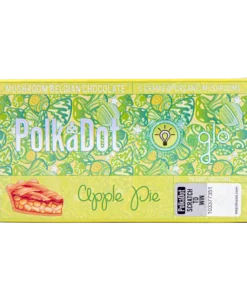 Polkadot Apple Pie Chocolate Bar a rich Belgian chocolate with apple pie flavors and magic mushrooms. Organic, vegan, and unique. Buy online now