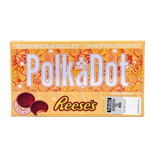 Wander into a nutty paradise with Polkadot’s Reeses milk chocolate bar, where the harmonious blend of peanut butter and creamy milk chocolate spells decadence.